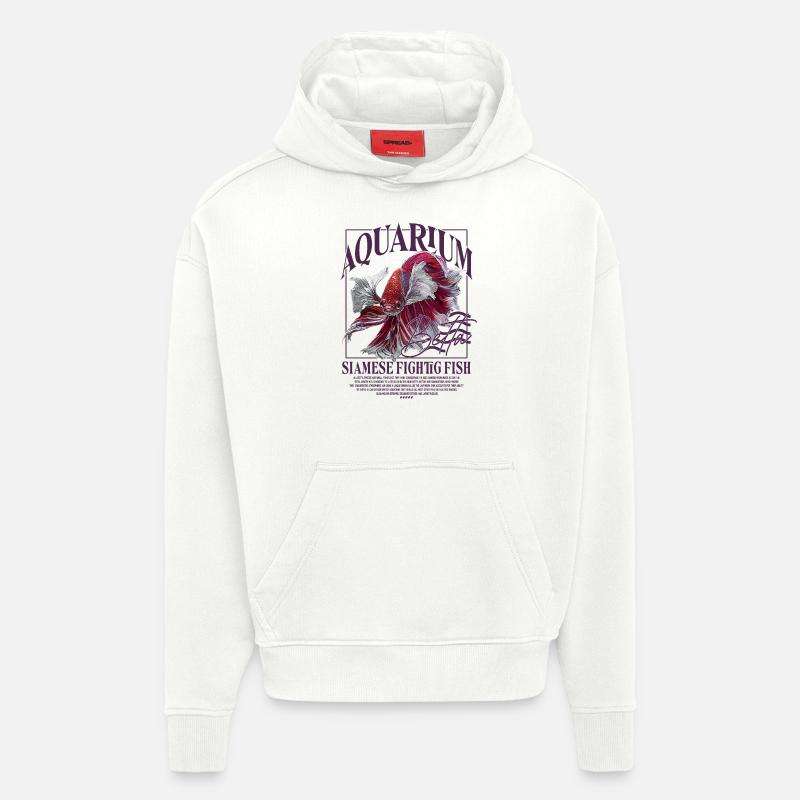 Betta Betta Poisson de combat - Sweat à capuche bio épais oversize fabriqué en UE - OFF WHITE