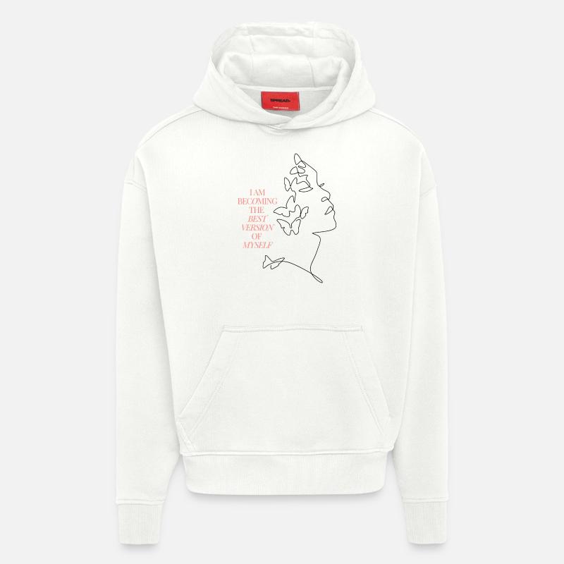 Meilleure version de moi-même - Sweat à capuche bio épais oversize fabriqué en UE - OFF WHITE