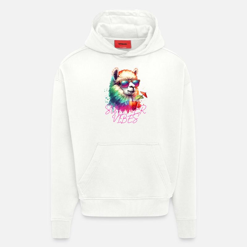 Lama alpaga d’été - Sweat à capuche bio épais oversize fabriqué en UE - OFF WHITE