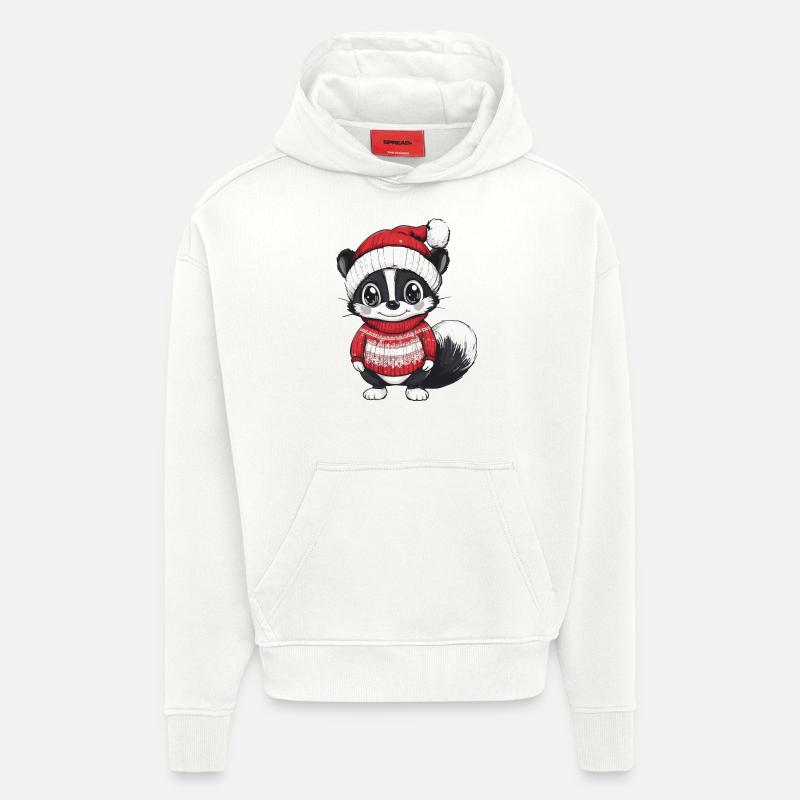 Noël Skunk - Sweat à capuche bio épais oversize fabriqué en UE - OFF WHITE
