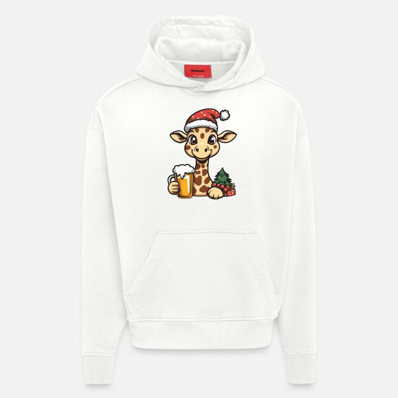 Bière de Noël Girafe - Sweat à capuche bio épais oversize fabriqué en UE - OFF WHITE