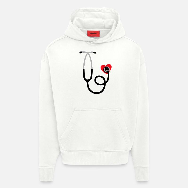 dr love - Sweat à capuche bio épais oversize fabriqué en UE - OFF WHITE