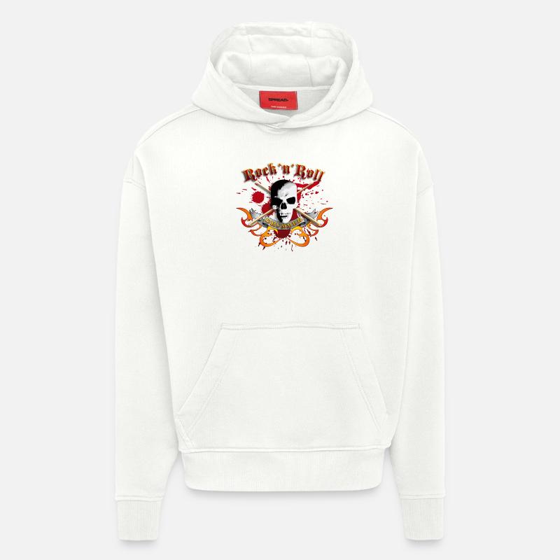 drummer_skull_a - Sweat à capuche bio épais oversize fabriqué en UE - OFF WHITE