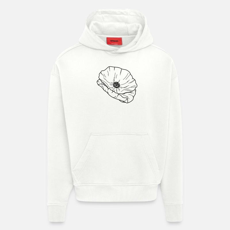 Fleur de pavot Fleur - Sweat à capuche bio épais oversize fabriqué en UE - OFF WHITE