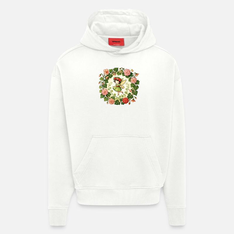 Fée du jardin de fleurs - Sweat à capuche bio épais oversize fabriqué en UE - OFF WHITE