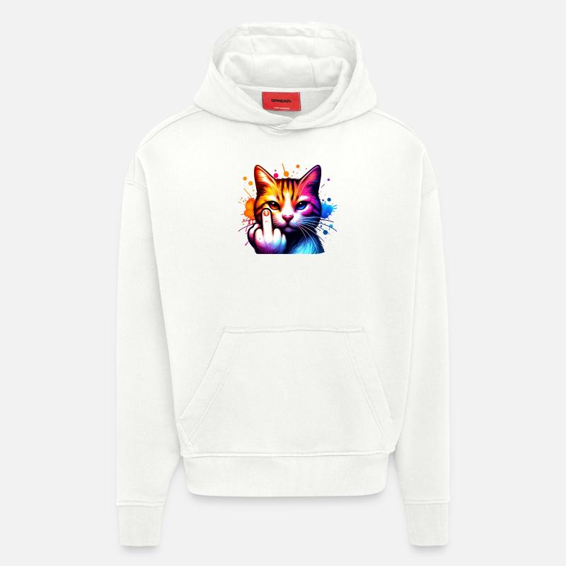 Drôle de chat maléfique - Sweat à capuche bio épais oversize fabriqué en UE - OFF WHITE