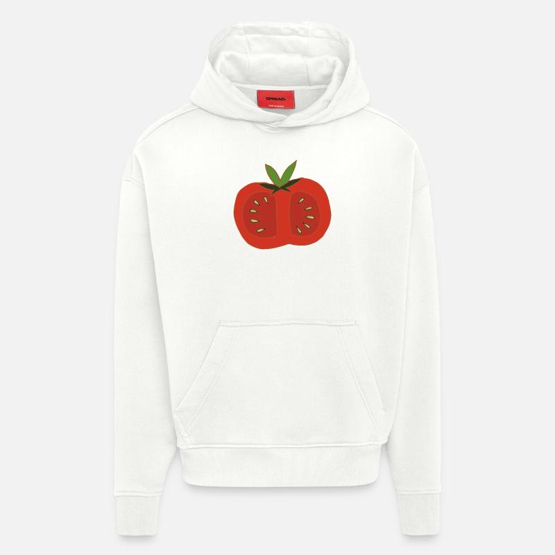 Tomate rouge coupée en deux - Sweat à capuche bio épais oversize fabriqué en UE - OFF WHITE
