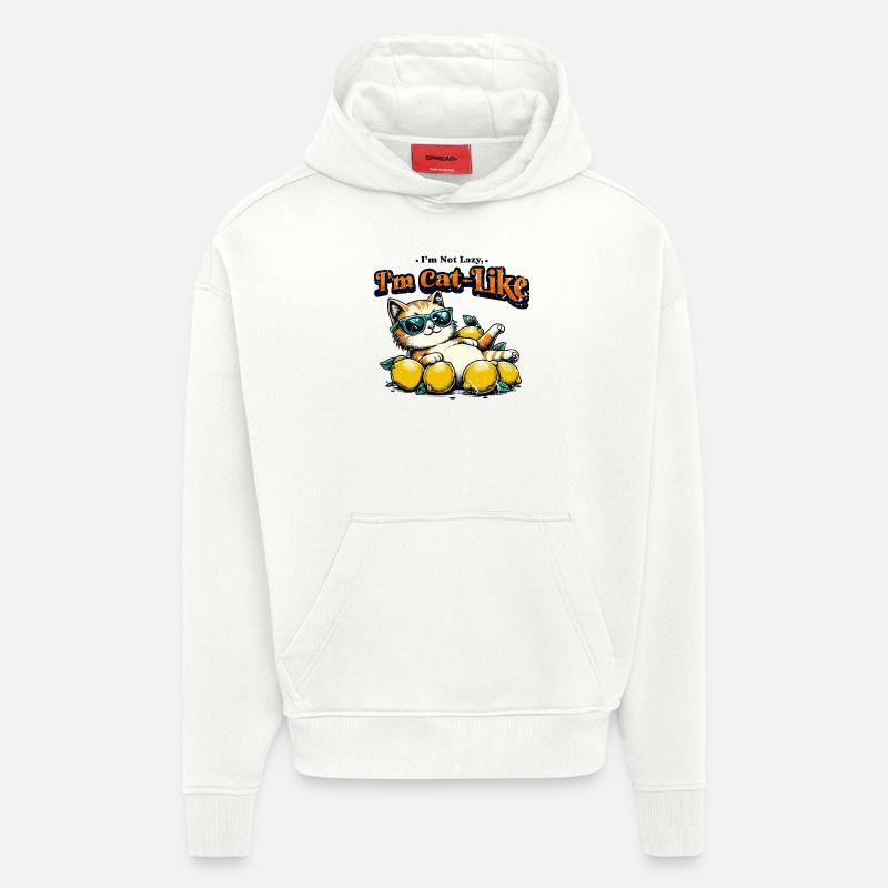 Je suis comme un chat - Sweat à capuche bio épais oversize fabriqué en UE - OFF WHITE