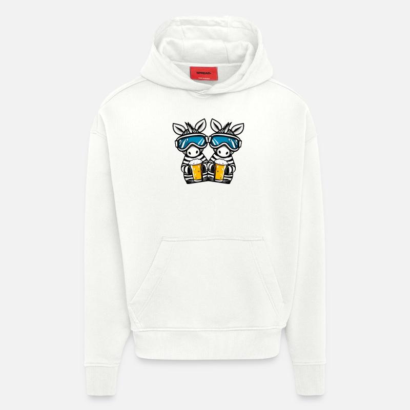 Zebra Ski Team Bière - Sweat à capuche bio épais oversize fabriqué en UE - OFF WHITE