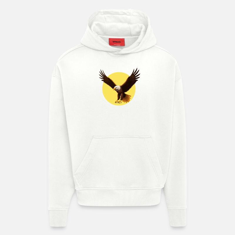 Aigle devant le soleil - Sweat à capuche bio épais oversize fabriqué en UE - OFF WHITE