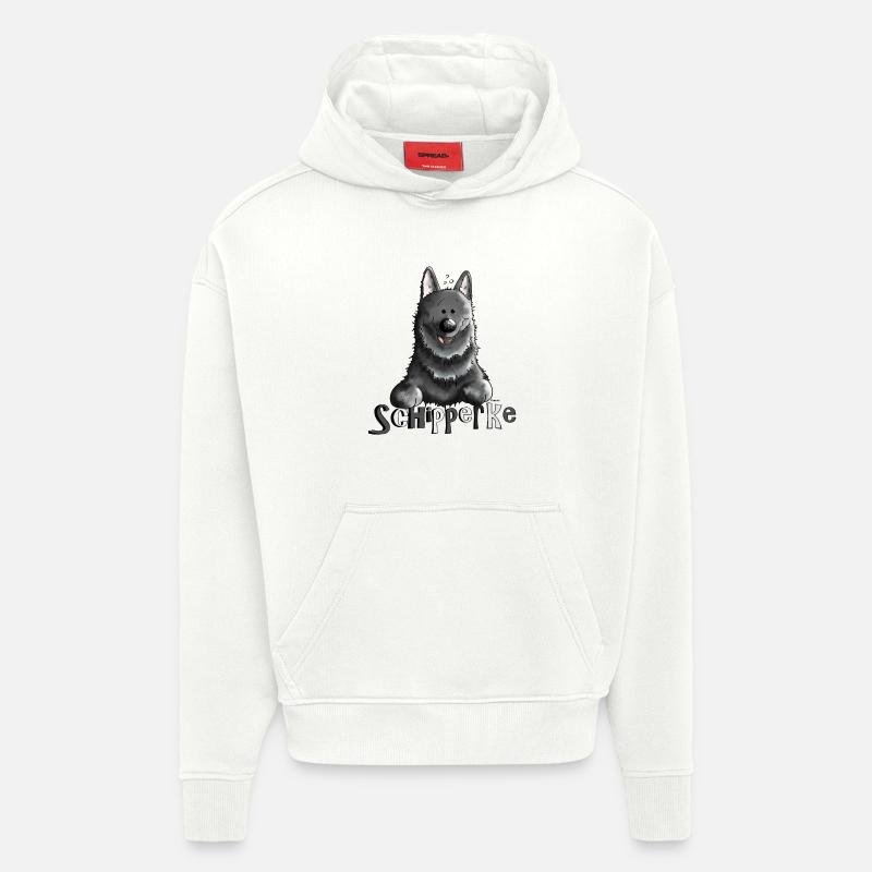 Drôle Schipperke - Chien - Animal - Sweat à capuche bio épais oversize fabriqué en UE - OFF WHITE