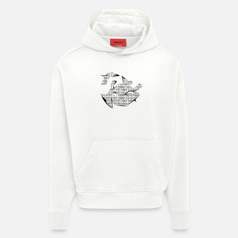 code binaire - Sweat à capuche bio épais oversize fabriqué en UE - OFF WHITE