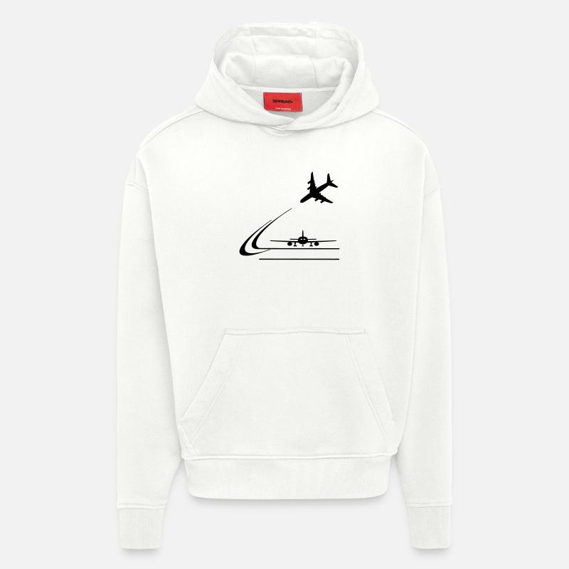 Atterrissage d’aéronefs - Sweat à capuche bio épais oversize fabriqué en UE - OFF WHITE