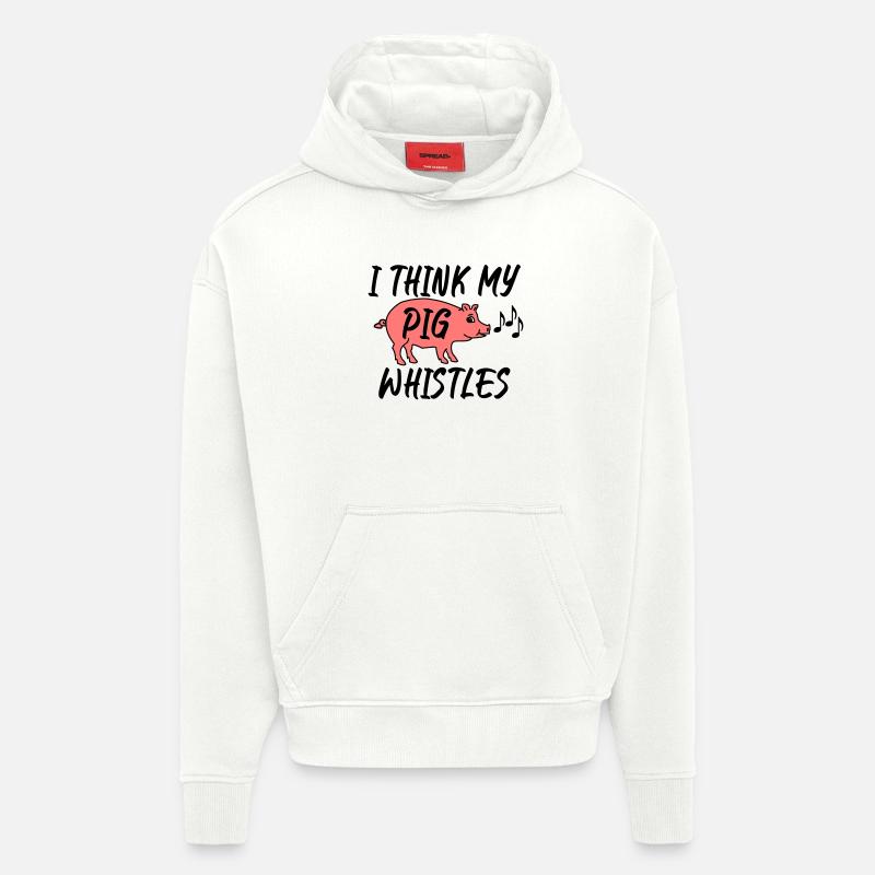 Je pense que mon cochon siffle - Sweat à capuche bio épais oversize fabriqué en UE - OFF WHITE