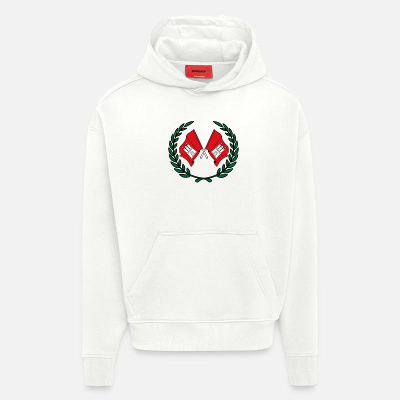 Drapeaux Couronne de laurier de Hambourg - Sweat à capuche bio épais oversize fabriqué en UE - OFF WHITE