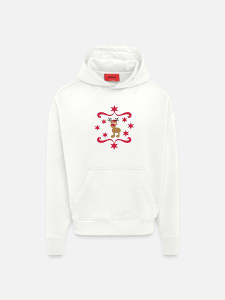 Cadeaux amusants pour Noël - Sweat à capuche bio épais oversize fabriqué en UE - OFF WHITE
