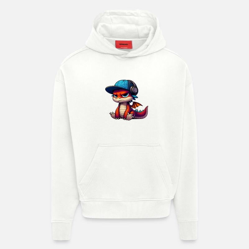 dragon hiphop - Sweat à capuche bio épais oversize fabriqué en UE - OFF WHITE