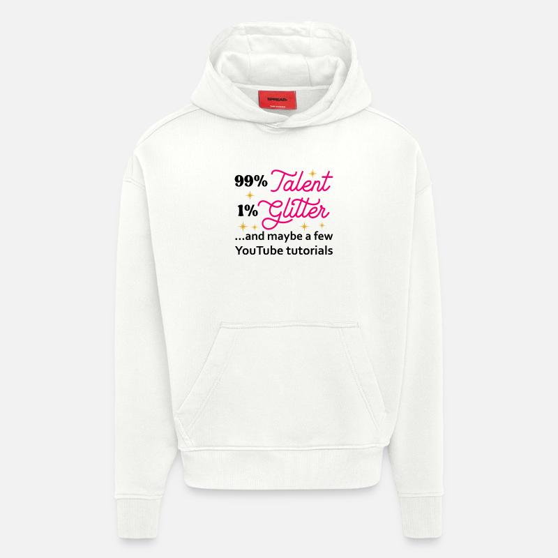 Talent Glitter Étoiles Script - Sweat à capuche bio épais oversize fabriqué en UE - OFF WHITE