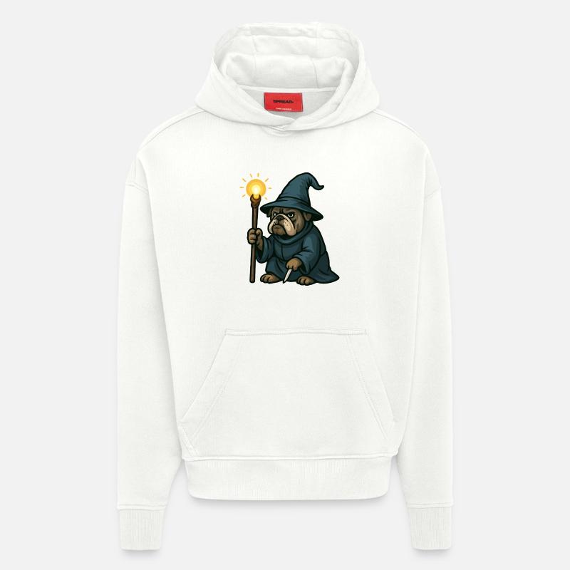 Lanterne de sorcier bouledogue - Sweat à capuche bio épais oversize fabriqué en UE - OFF WHITE