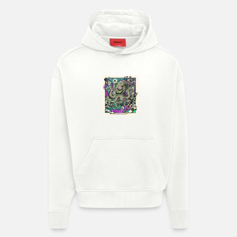 Polipus de 14 ans - Sweat à capuche bio épais oversize fabriqué en UE - OFF WHITE