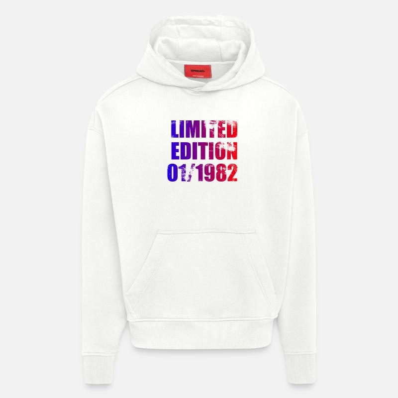 44e anniversaire Édition limitée 01/1982 - Sweat à capuche bio épais oversize fabriqué en UE - OFF WHITE