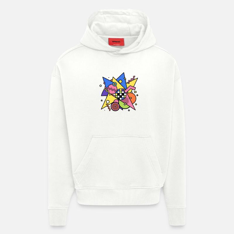Abstract Geometric Pattern 90s Style - Hoodie- made by SPREAD  - OFF WHITE