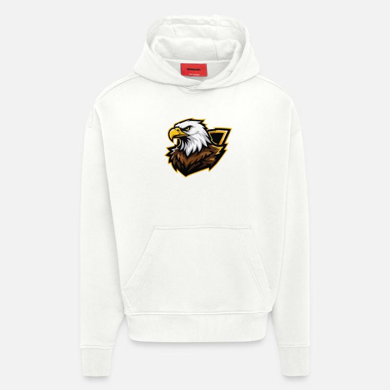Aigle avec Accent Doré - Sweat à capuche bio épais oversize fabriqué en UE - OFF WHITE