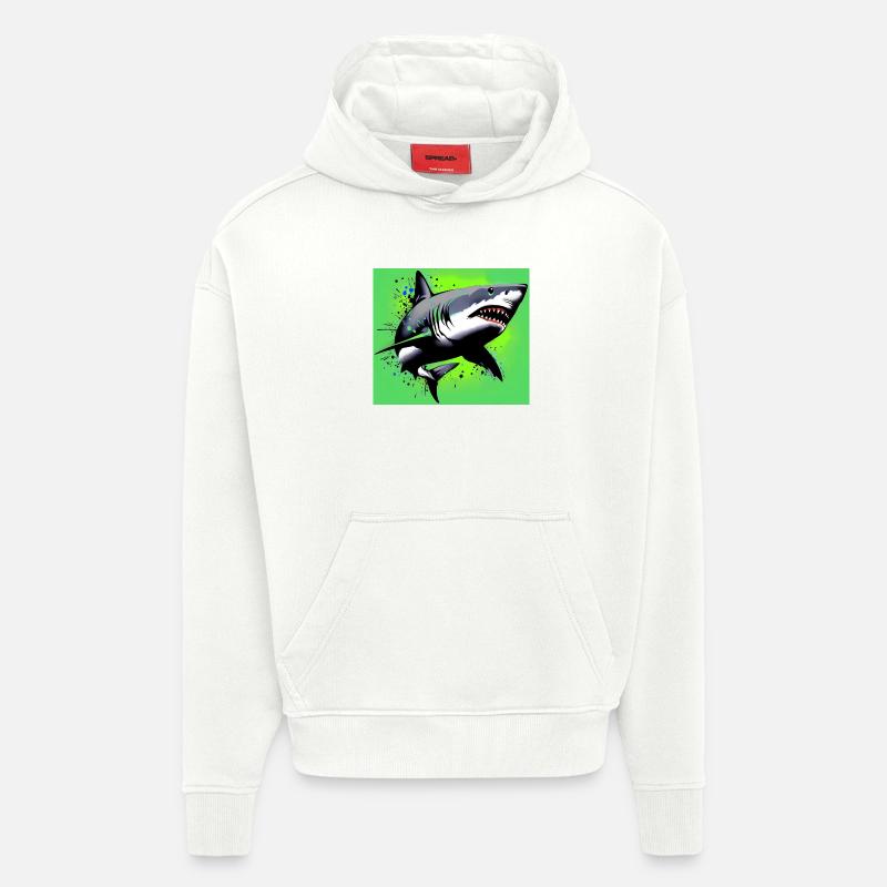 Requin - Sweat à capuche bio épais oversize fabriqué en UE - OFF WHITE