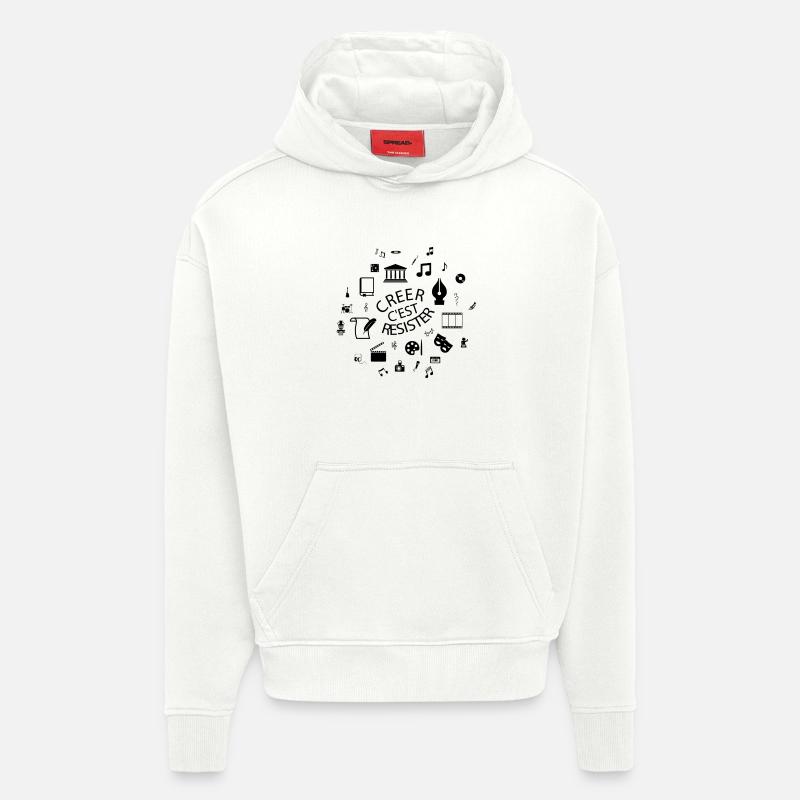 créer c'est résister - Sweat à capuche bio épais oversize fabriqué en UE - OFF WHITE