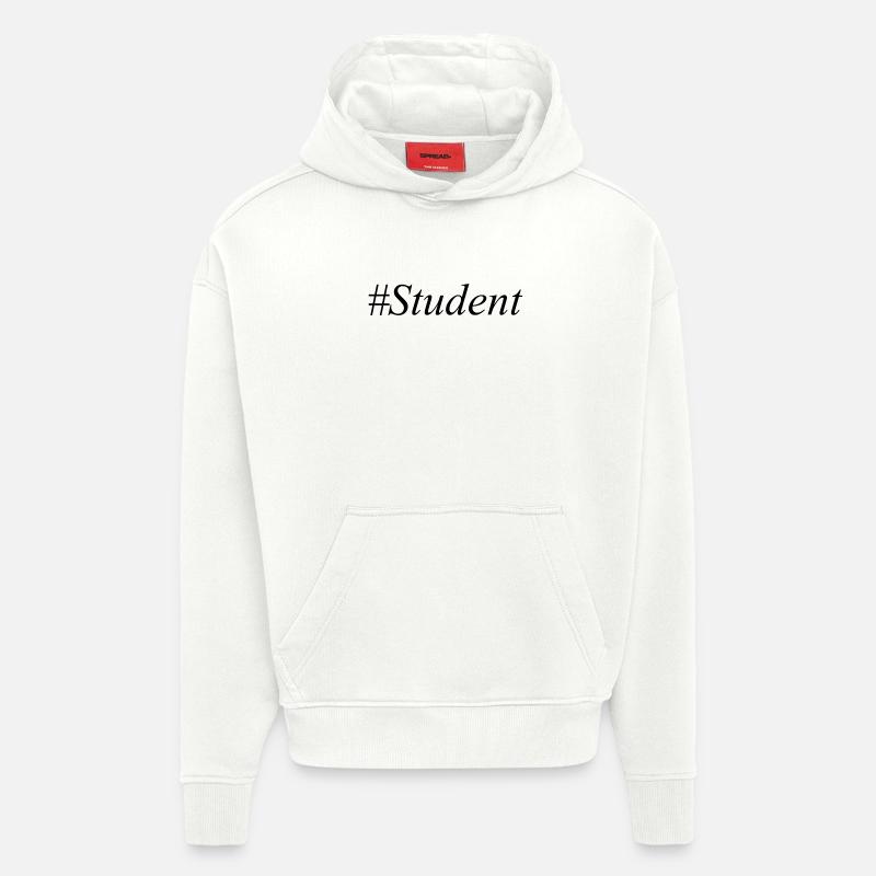 #Student Logo Noir - Sweat à capuche bio épais oversize fabriqué en UE - OFF WHITE