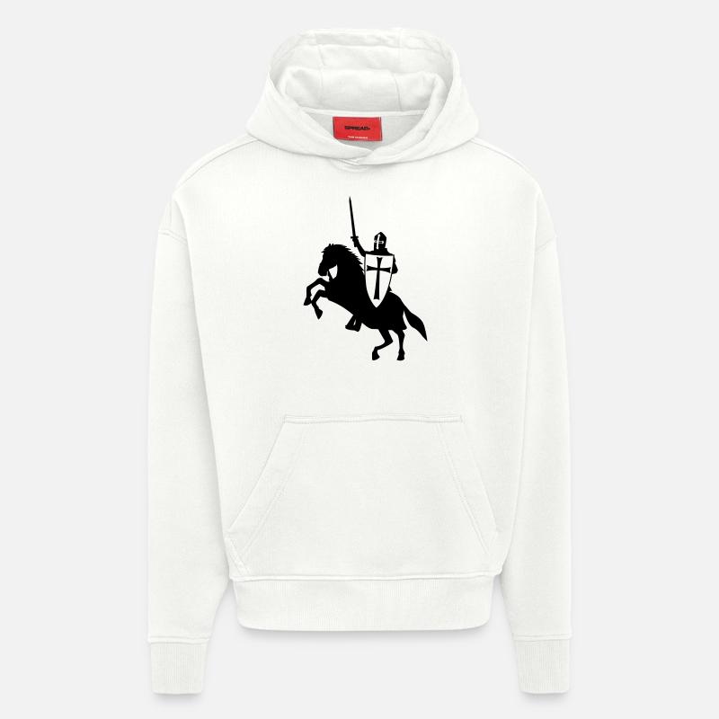 cavalier_templier_2 - Sweat à capuche bio épais oversize fabriqué en UE - OFF WHITE