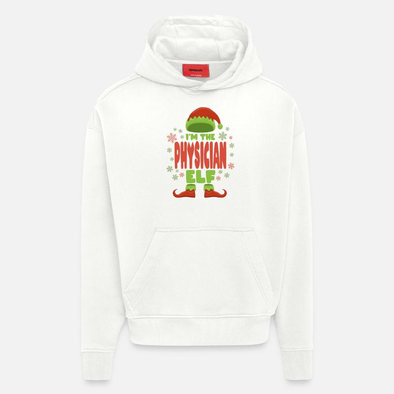 Docteur Noël Elfe - Sweat à capuche bio épais oversize fabriqué en UE - OFF WHITE
