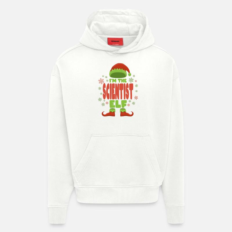Scientifique Elfe de Noël - Sweat à capuche bio épais oversize fabriqué en UE - OFF WHITE