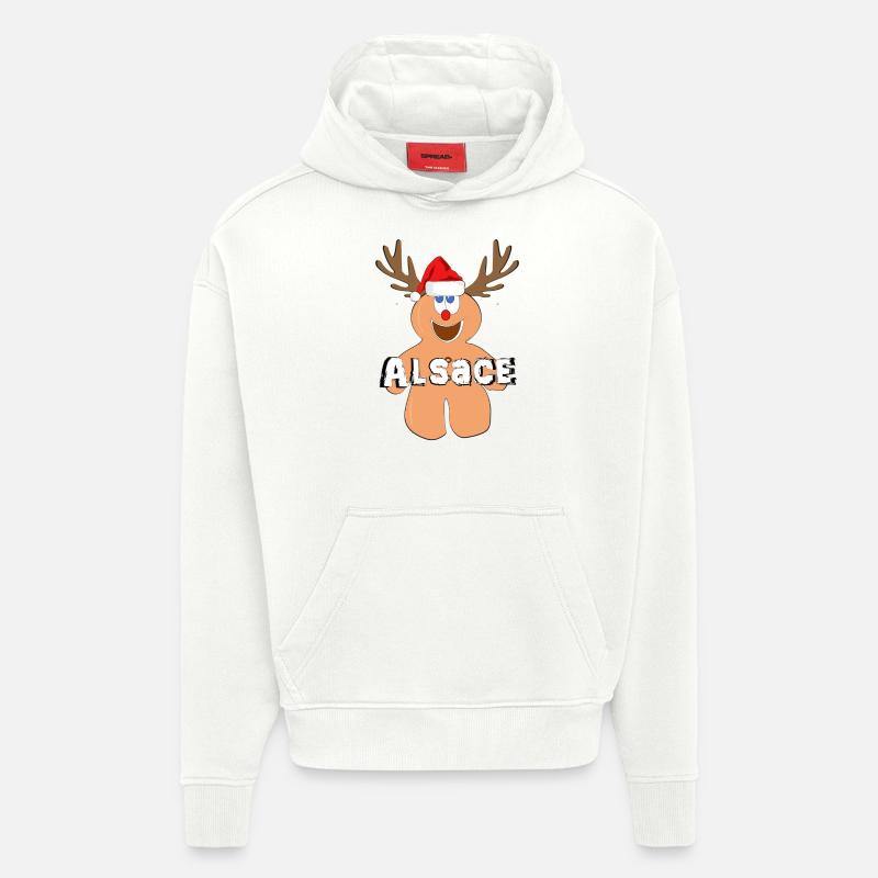 Alsace Mannele Mannala Noël - Sweat à capuche bio épais oversize fabriqué en UE - OFF WHITE