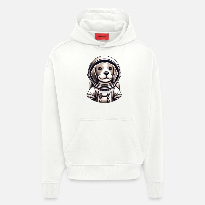 Aventure spatiale de l’astronaute Beagle - Sweat à capuche bio épais oversize fabriqué en UE - OFF WHITE