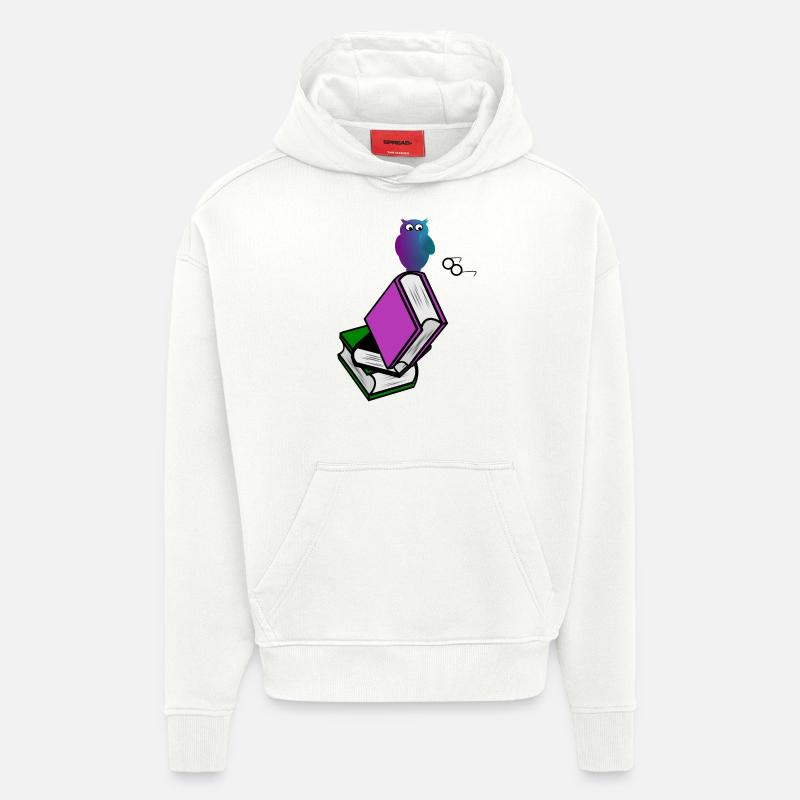 Buch Mit Eule - Hoodie- made by SPREAD  - OFF WHITE