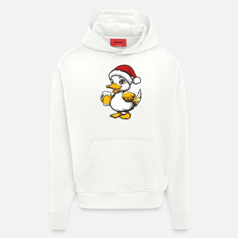 Bière de canard Noël Noël - Sweat à capuche bio épais oversize fabriqué en UE - OFF WHITE