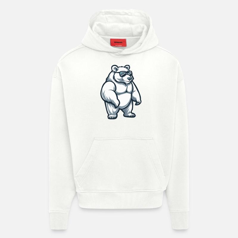 Polar Bear Comic Cool - Hoodie- made by SPREAD - OFF WHITE