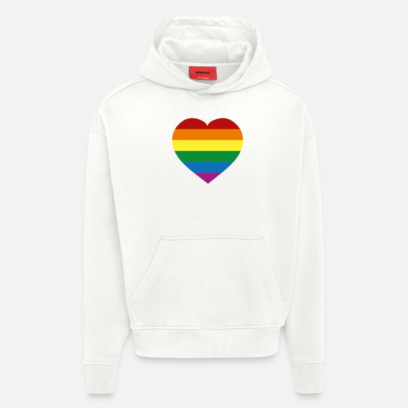 Rainbow Flag :) - Sweat à capuche bio épais oversize fabriqué en UE - OFF WHITE