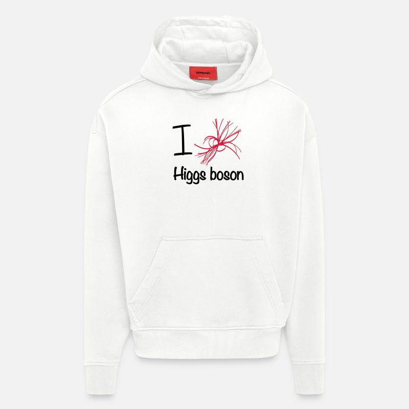 I love Higgs boson - Sweat à capuche bio épais oversize fabriqué en UE - OFF WHITE