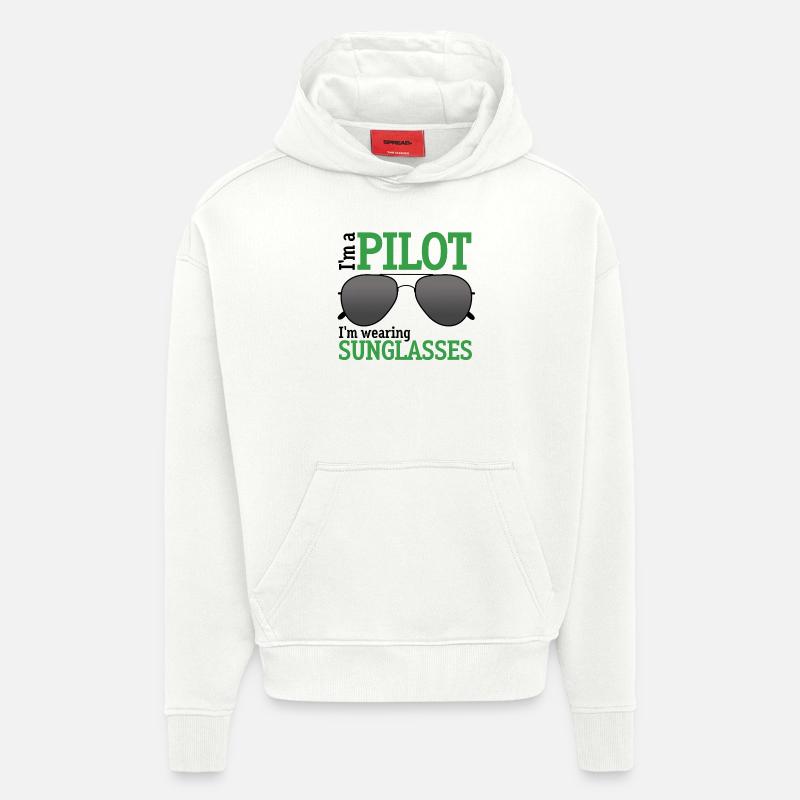 Je suis un pilote - Sweat à capuche bio épais oversize fabriqué en UE - OFF WHITE