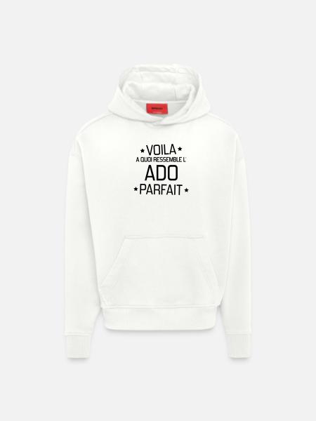 adolescent / enfant / ado / adolescente - Sweat à capuche bio épais oversize fabriqué en UE - OFF WHITE