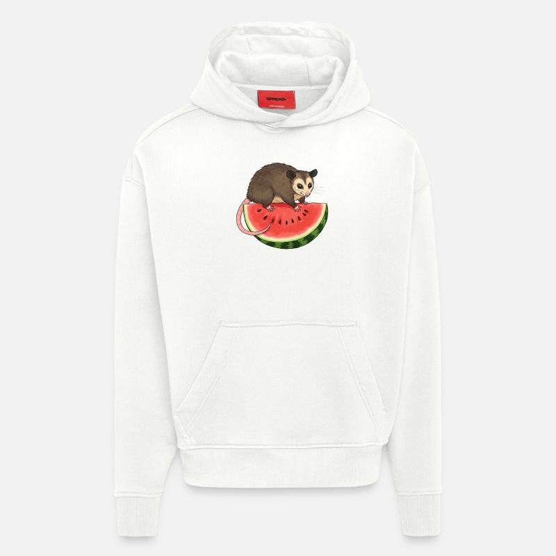 Opossum à la pastèque - Sweat à capuche bio épais oversize fabriqué en UE - OFF WHITE