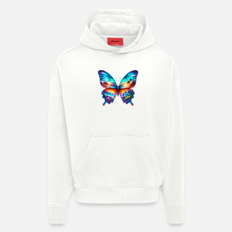 Papillon - Sweat à capuche bio épais oversize fabriqué en UE - OFF WHITE