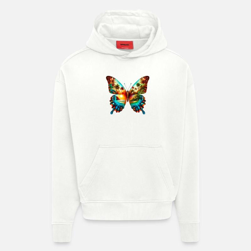 Papillon - Sweat à capuche bio épais oversize fabriqué en UE - OFF WHITE