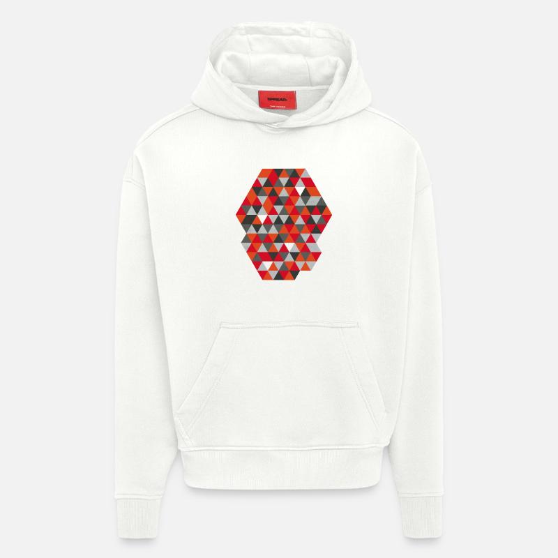 Triangles géométriques Geometrisches Hexagon - Sweat à capuche bio épais oversize fabriqué en UE - OFF WHITE
