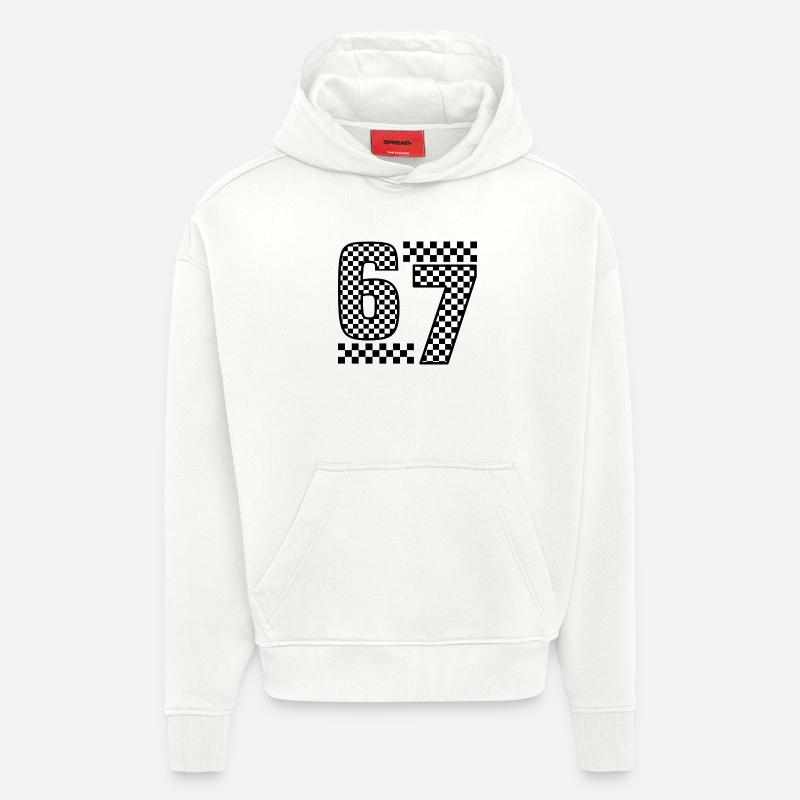 Funny 67 Viral Six Seven Meme - Sweat à capuche bio épais oversize fabriqué en UE - OFF WHITE