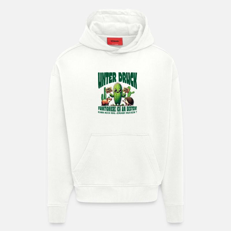 Sous pression : Câlins sans cactus - Sweat à capuche bio épais oversize fabriqué en UE - OFF WHITE