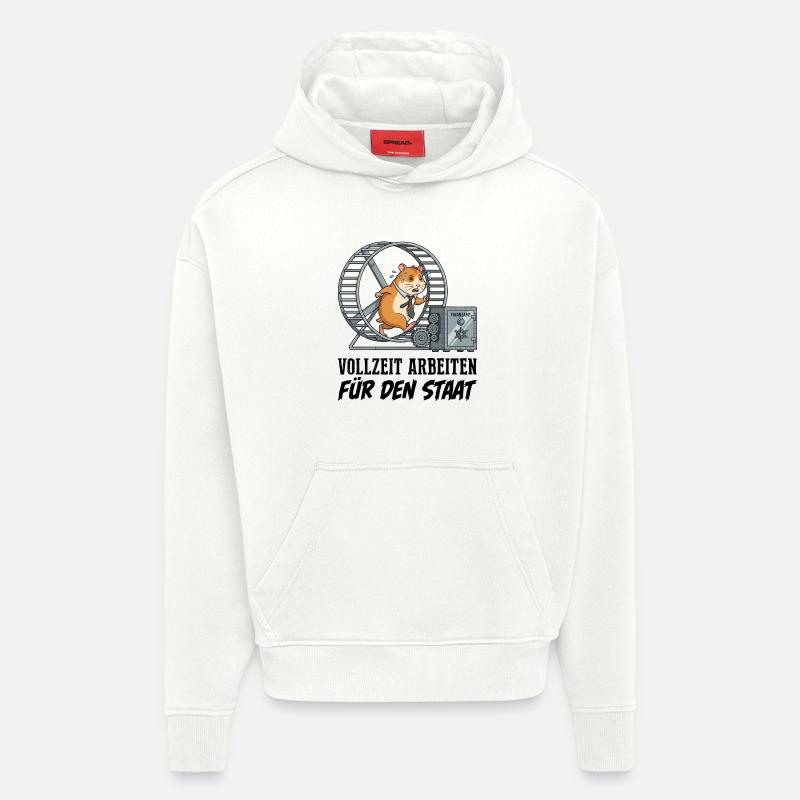 Travailler à temps plein pour l’État - Sweat à capuche bio épais oversize fabriqué en UE - OFF WHITE