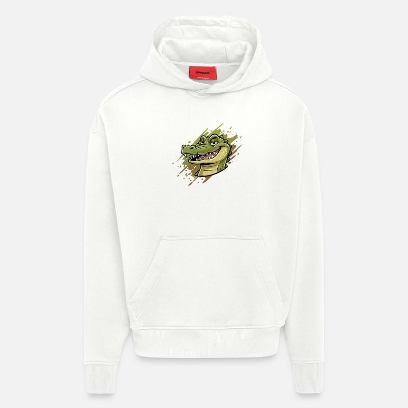 Tête de graffiti d’alligator - Sweat à capuche bio épais oversize fabriqué en UE - OFF WHITE